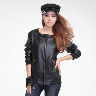 Leather jacket 2013 spring PU clothing female plus size clothing slim coat parka
