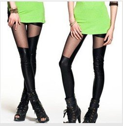 Leather like pants/sock pants/sexy bundle leggings/broken net hole legging/European retro underpant/punk skinny tights