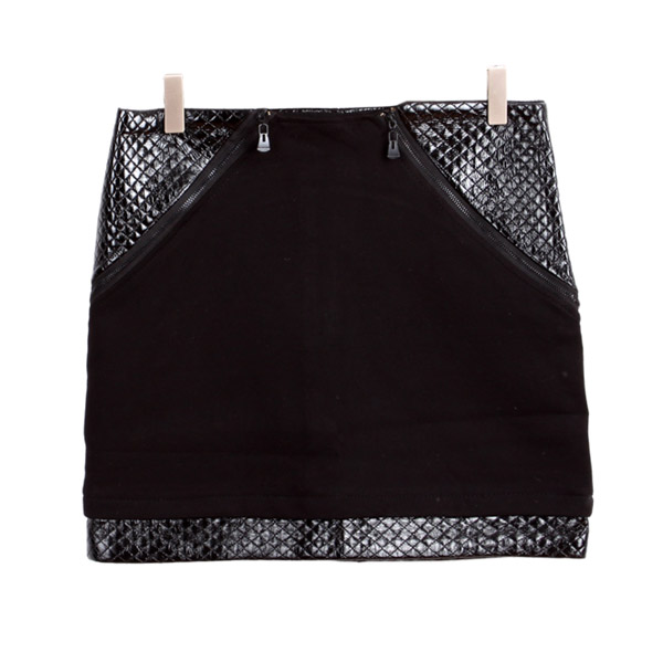Leather patchwork 2013 handsome slim hip skirt bust skirt 11188