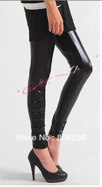 Leather Punk Side Wrap Skinny Pants Leggings  293