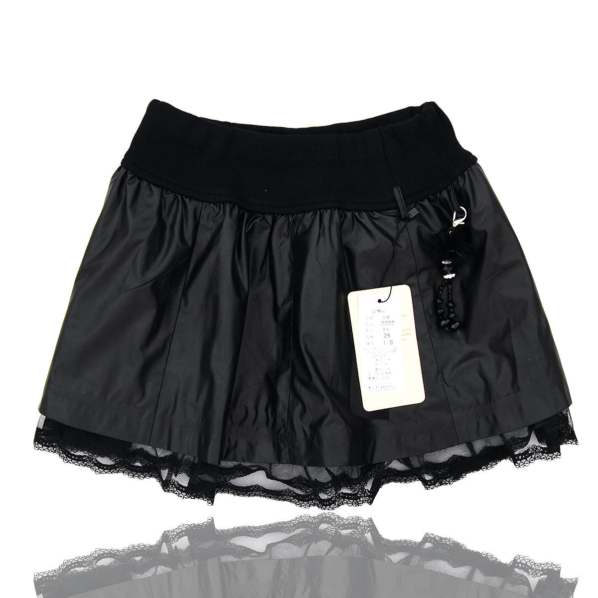 Leather redbud flower short skirt lace skirt short skirt 2002 black