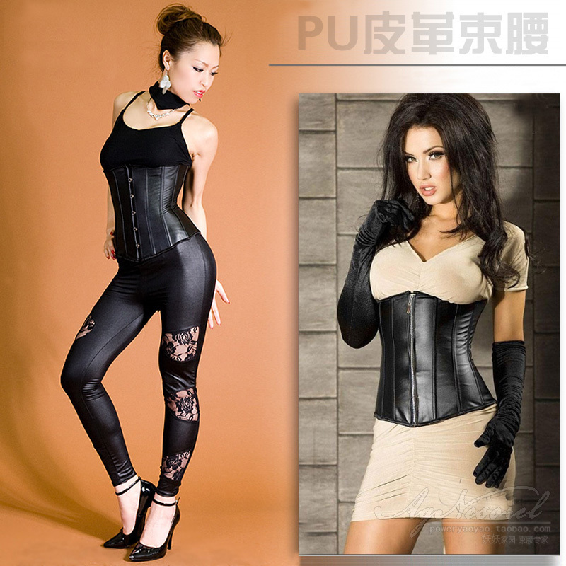Leather royal vest corset body shaping cummerbund waist abdomen drawing belt thin waist slim waist shapewear