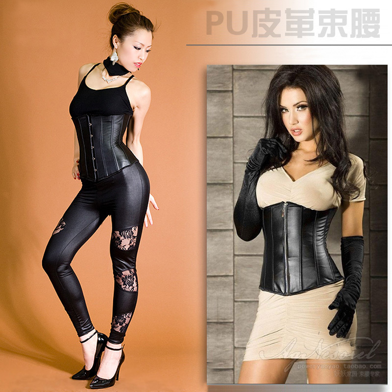 Leather sexy royal vest body shaping cummerbund waist abdomen drawing belt slimming underwear female