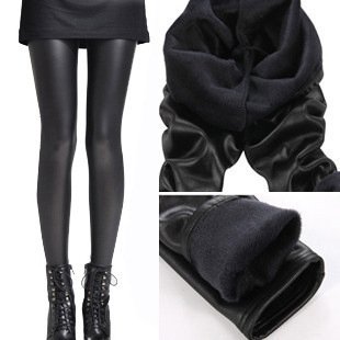 Leather thick double layer spandex velvet leggings warm winter Beaver velvet leather pants