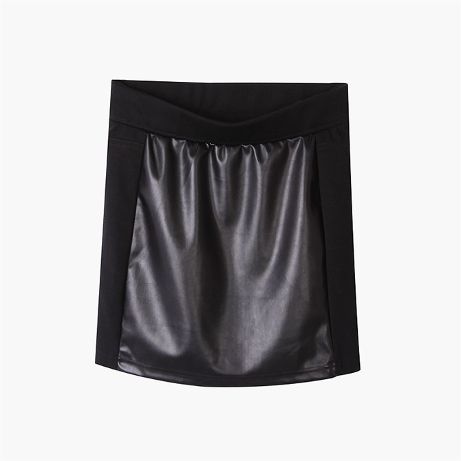 Leather u patchwork short design bust skirt
