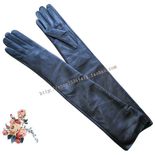 Leather ultra long paragraph autumn and winter suede soft women's genuine leather gloves 55cm