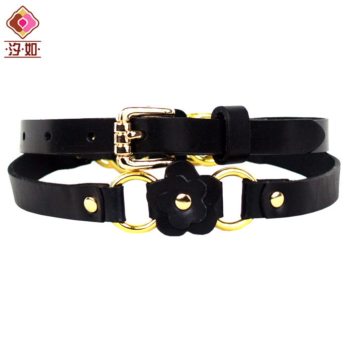 Leather women's strap spring genuine leather flower decoration fashion waist of trousers belt