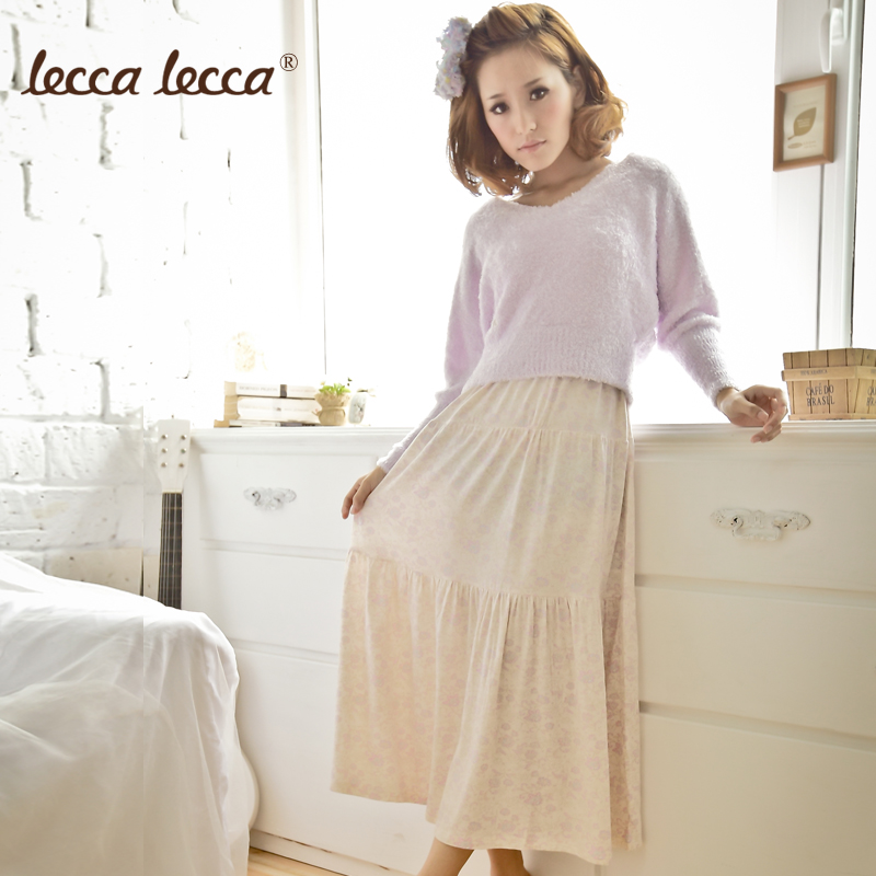 Lecca lounge women's sleep set suspender skirt V-neck pullover
