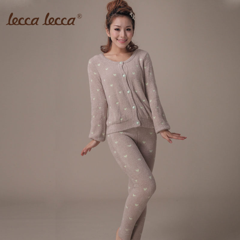 Leccalecca 2012 autumn and winter lounge thickening plush cardigan trousers set