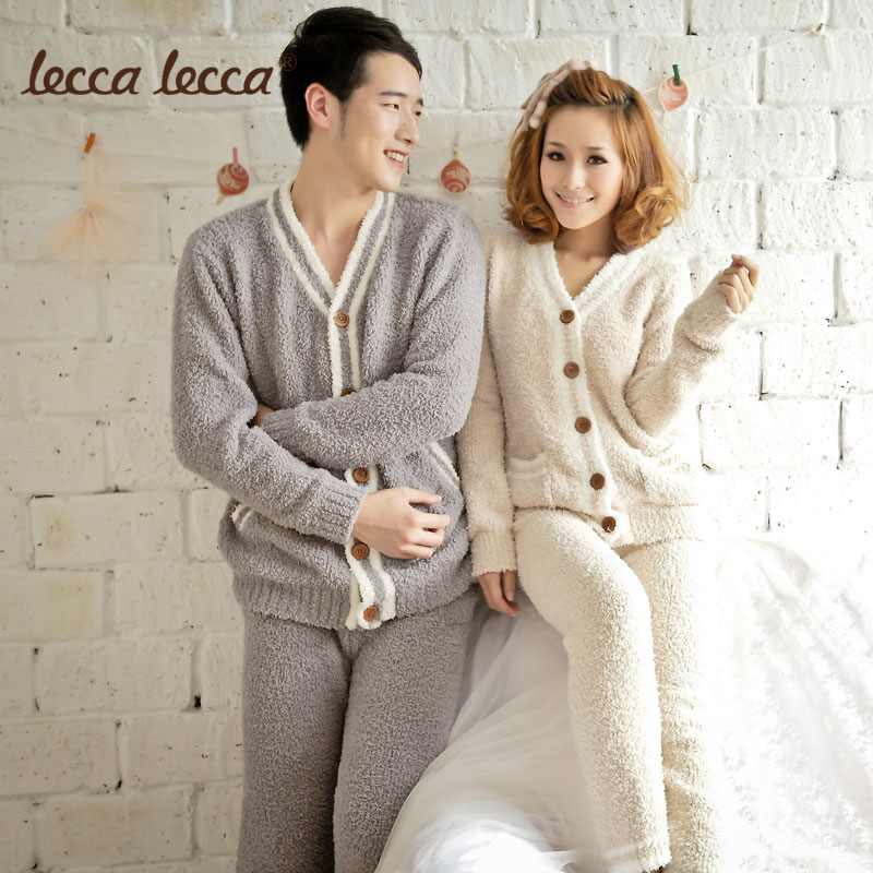 Leccalecca 2012 autumn and winter lovers lounge set male women's long-sleeve sleepwear