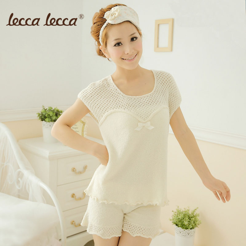 Leccalecca 2012 cutout knitted lounge set female sweet lovely sleepwear