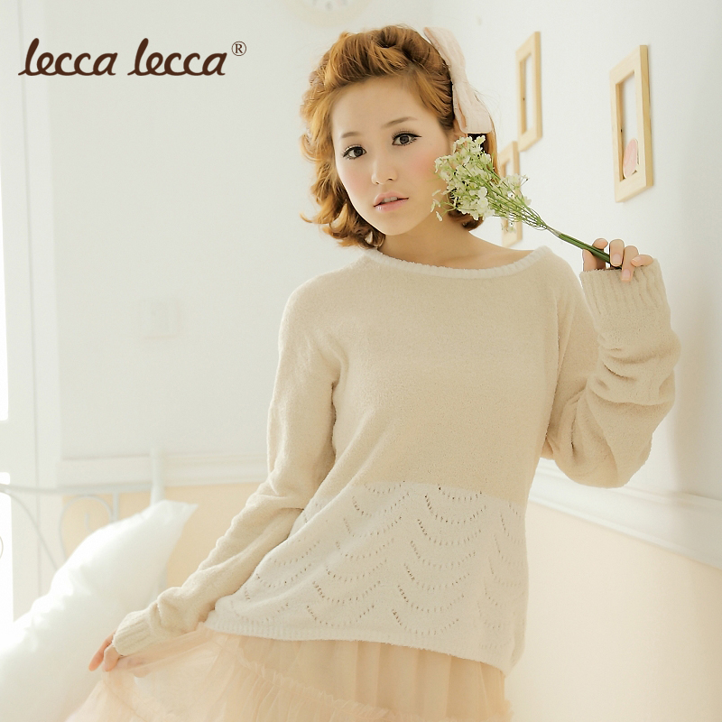 Leccalecca autumn and winter women's lounge long-sleeve knitted pullover top