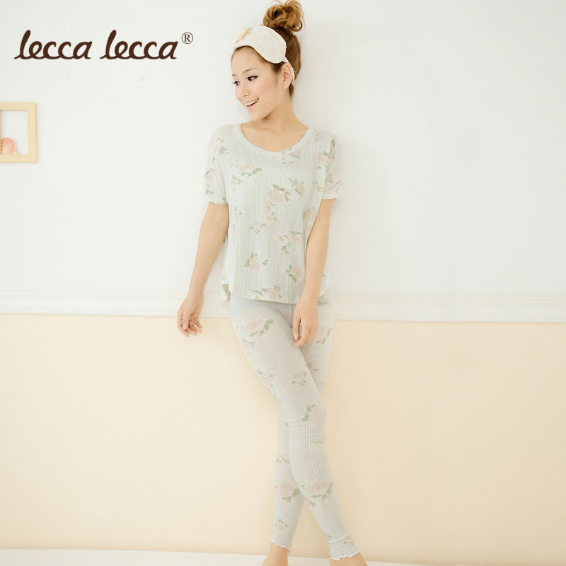Leccalecca lounge sleep set modal women's o-neck pullover trousers lounge