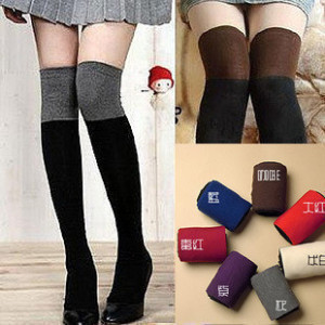 Leg tube socks color block decoration,over-the-knee,stockings two-color.legging for women,free shipping.