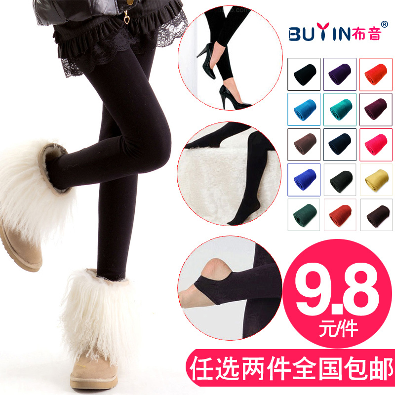Legging female fleece thermal thick elastic pants step stockings ankle length trousers plus size