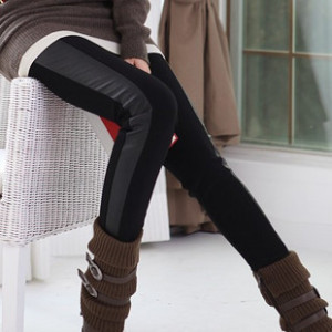 Legging female thickening female plus size patchwork faux leather beaver velvet plus velvet pencil pants warm pants