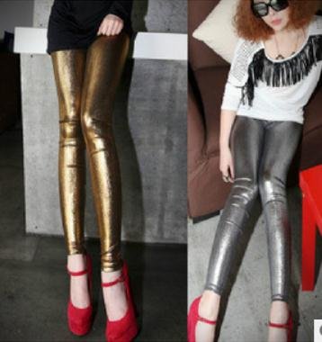 Leggings leather/Sexy Tights Pants / Gold pants women  2012 new!Promotion!