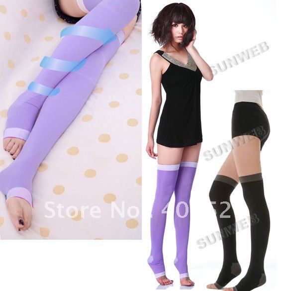 Leggings Sleep socks Pressing Germa Sleeping Beauty Leg Slim slimming socks stockings black purple free shipping 7224