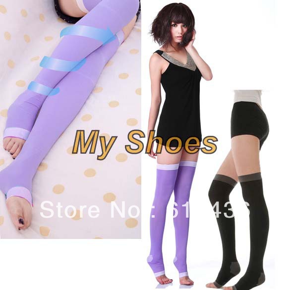 Leggings Sleep socks Pressing Germa Sleeping Beauty Leg Slim slimming socks stockings black purple free shipping 7224