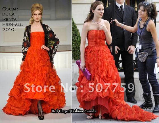 Leighton-Meester Gossip Girl Blair Prom Dress Strapless Season 4 Fashion Dress Ruched Skirt