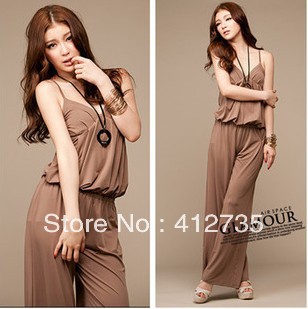 Leisurely elegant sexy suspenders jumpsuit trousers