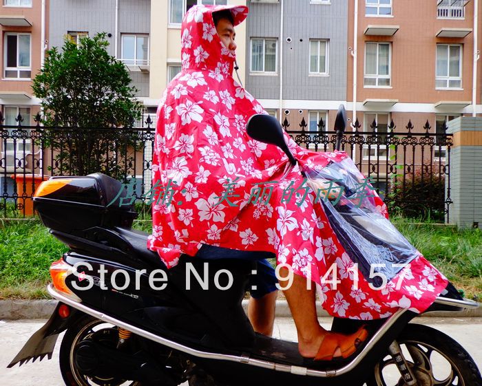 Lengthen plus size fashion multicolour decorative pattern big hat brim singleplayer electric bicycle motorcycle poncho raincoat