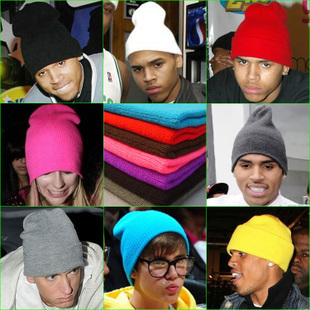 Lengthen thickening neon color line cap high quality male all-match Women knitted hat