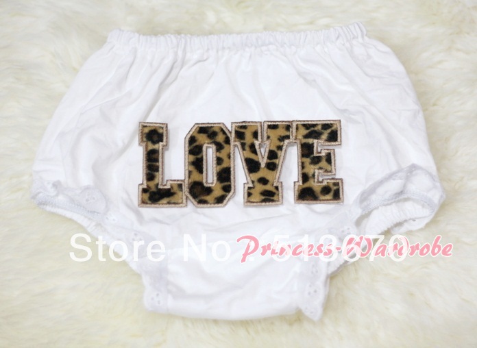 Leopard LOVE Print White Panties Bloomers MABL44