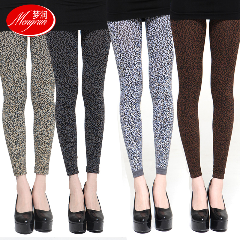 Leopard print ankle length trousers thickening socks leg socks multicolour stockings jacquard ankle length trousers stockings