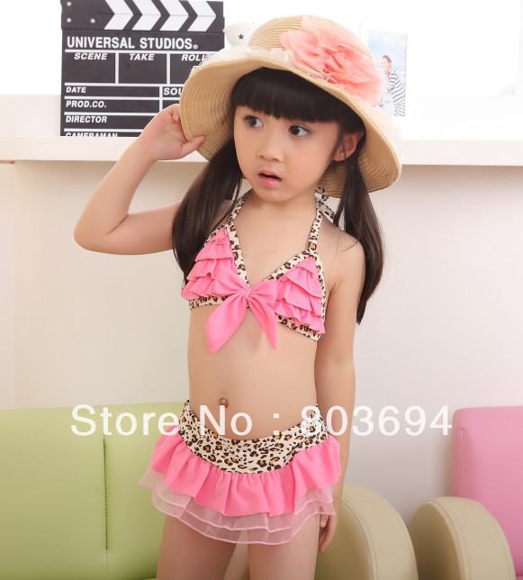 Leopard print   baby girl bikini,floral print , bow-knot,children swimwear swimsuit baby girls bikini 5set/lot 201327