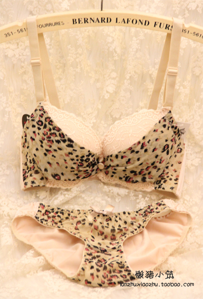 Leopard print basic button 3 women's breasted bra underwear set 2238 xingshugang