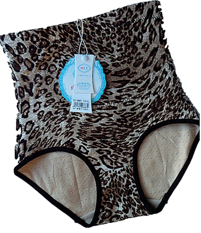 Leopard print double layer high waist abdomen drawing butt-lifting pants body shaping corset postpartum abdomen body shaping