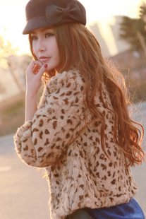 Leopard print fashion ladies small rabbit fur short design coat fur coat