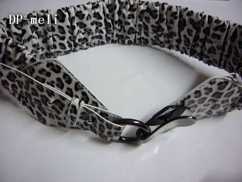 Leopard print leather elastic waist belt cummerbund p679
