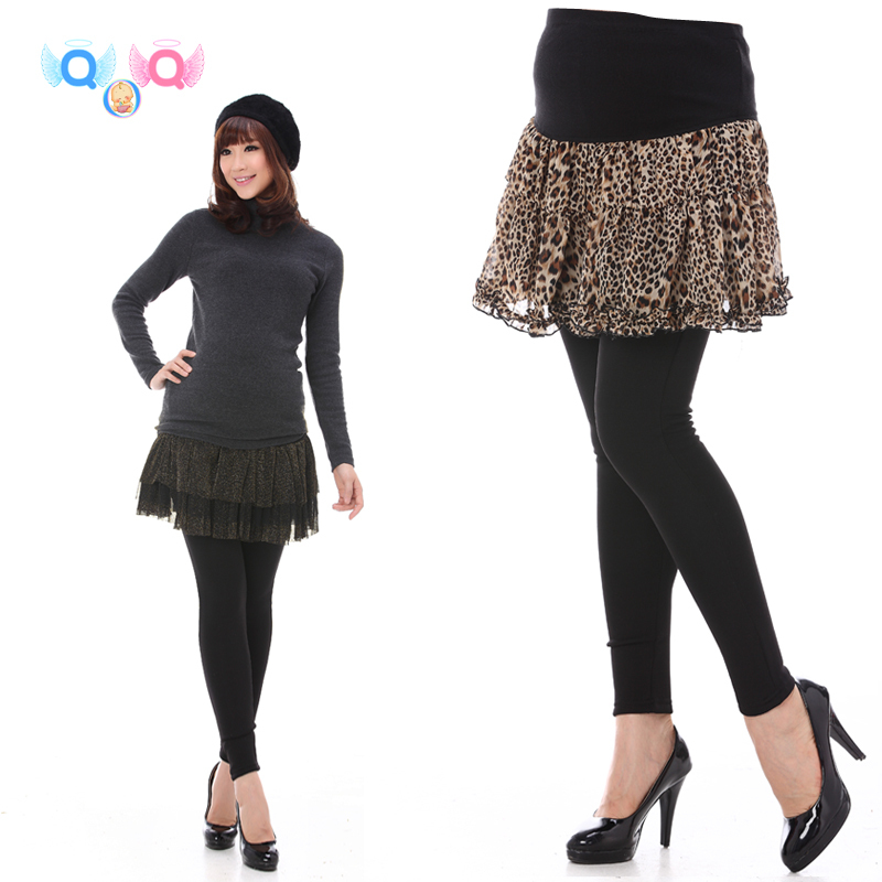 Leopard print maternity dress tulle dress basic short skirt bust skirt big