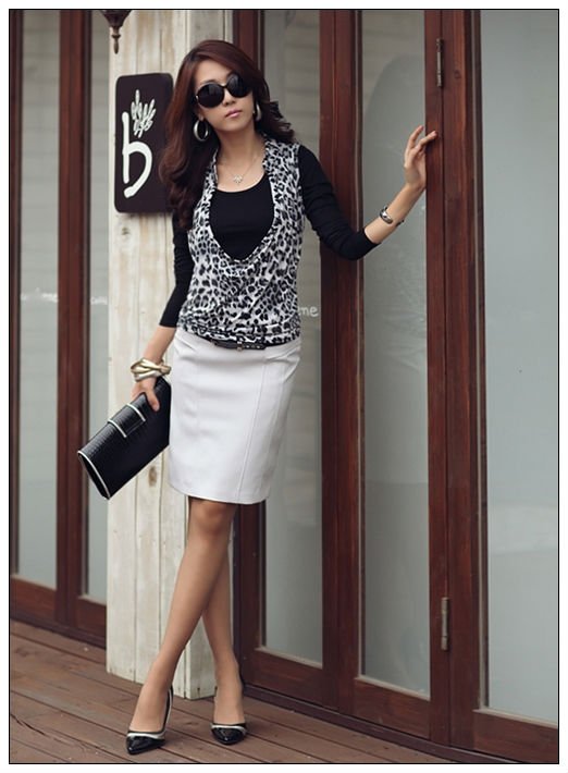 Leopard Print Shirt,Lady Shirt,Pullover Drop Shipping,New&Cheap T-Shirt,Cotton+Chiffon Material ,Wholesale/1 Pcs/Lot-LY9218#