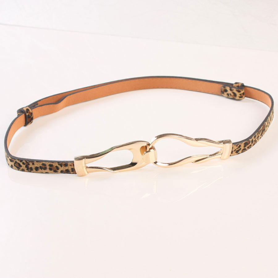 Leopard print waist decoration all-match fashion hanging buckle thin belt female japanned leather decoration metal red belly