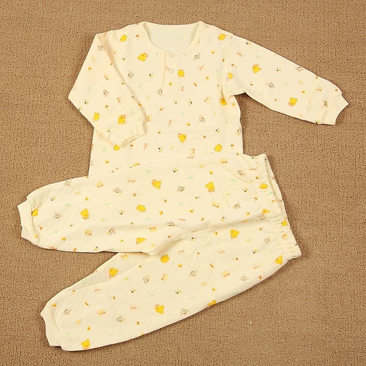 LES ENPHANTS children's clothing infant 100% cotton autumn and winter air layer thermal underwear set