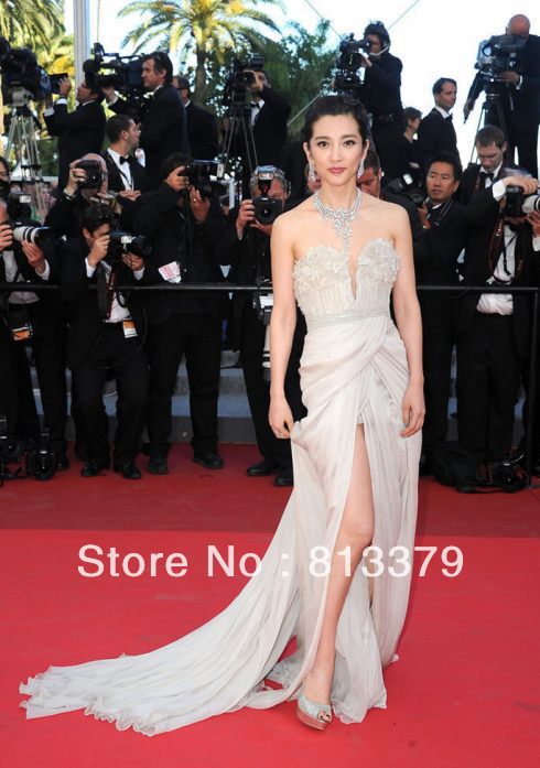 Li Bingbing Chiffon Sweetheart Neck Celebrity Dress/Cannes Film Festival Dress