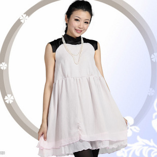 Lianhua golden radiation-resistant maternity clothing double layer fabric chiffon one-piece dress silver fiber