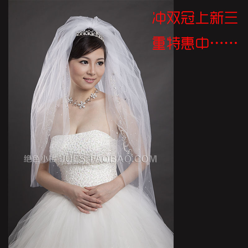 Light beading veil bridal veil hair accessory wedding accessories multi-layer veil (WS002)