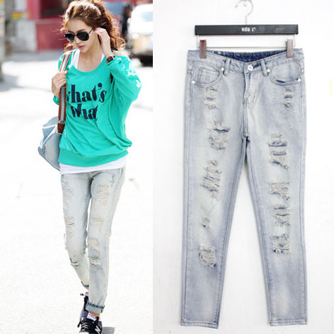 Light color skinny pants jeans trousers 9123 free shipping