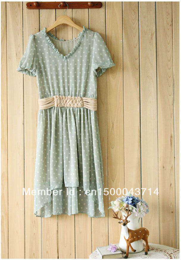 Light green Dot  Dress