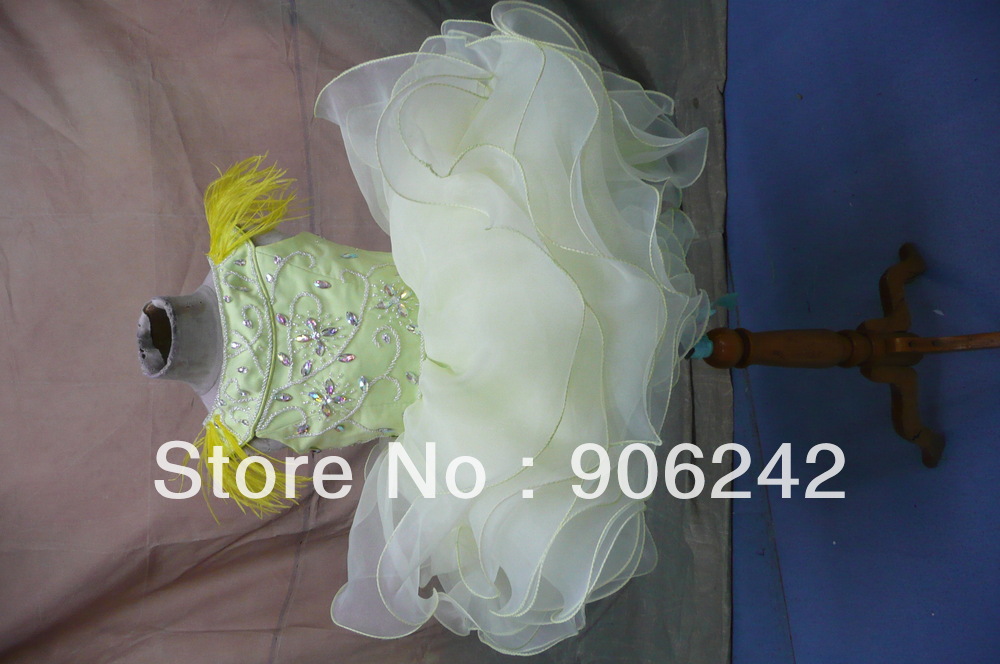 Light Green Organza With Beading Newest Bridal Flower Girl Dress Available Size LR-C