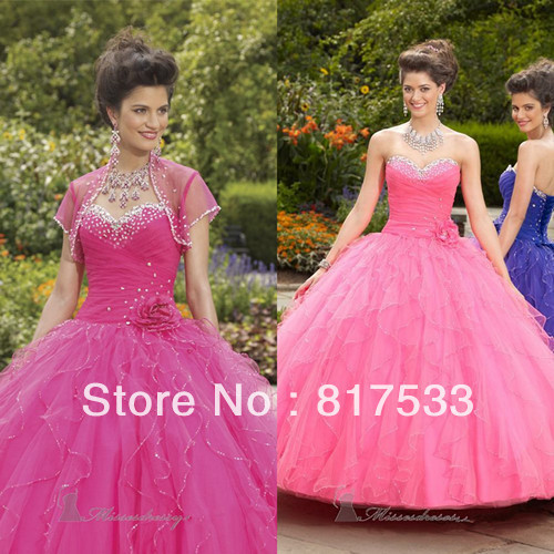 light pink ball gown detutante floor length long sweetheart with jacket belero sequined neckline diamond fuchsia royal lace up