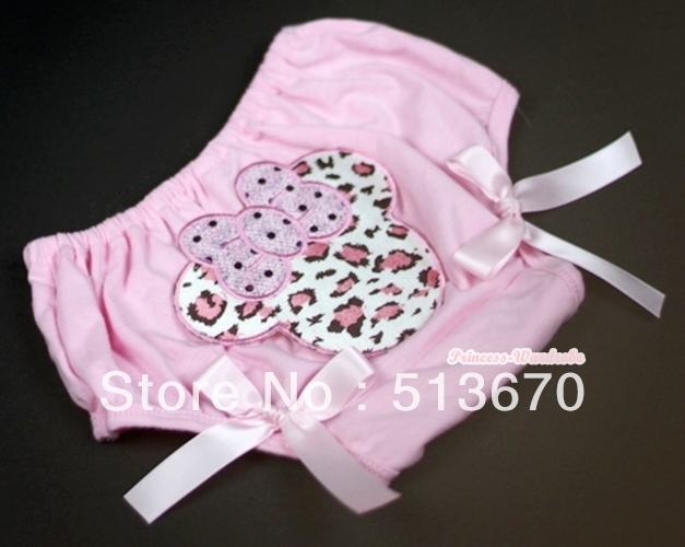 Light Pink Bloomer With Light Pink Leopard Minnie Print & Light Pink Bow MABL92