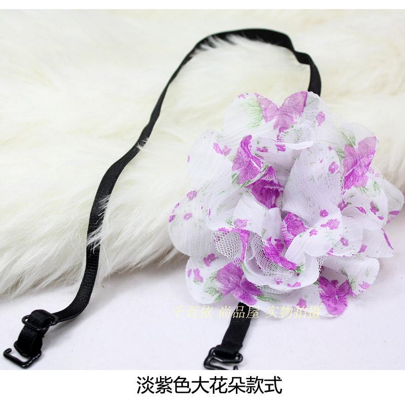 Light purple big flower chiffon gauze halter-neck neck shoulder strap