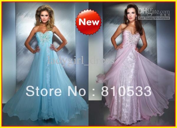 lilac Strapless Lace Chiffon Crystal Floor Length graduation Prom Dresses Formal Dress Gowns 76437