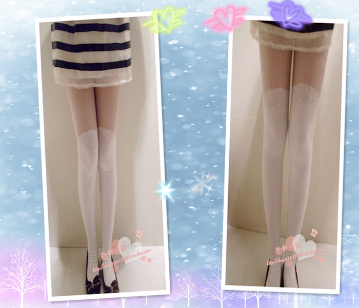 Limited edition all-match white stockings velvet rompers stockings gaotong pantyhose beautiful
