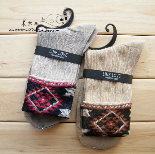 Limited edition ! beautiful trend vintage roll up hem socks female cotton socks 10 double
